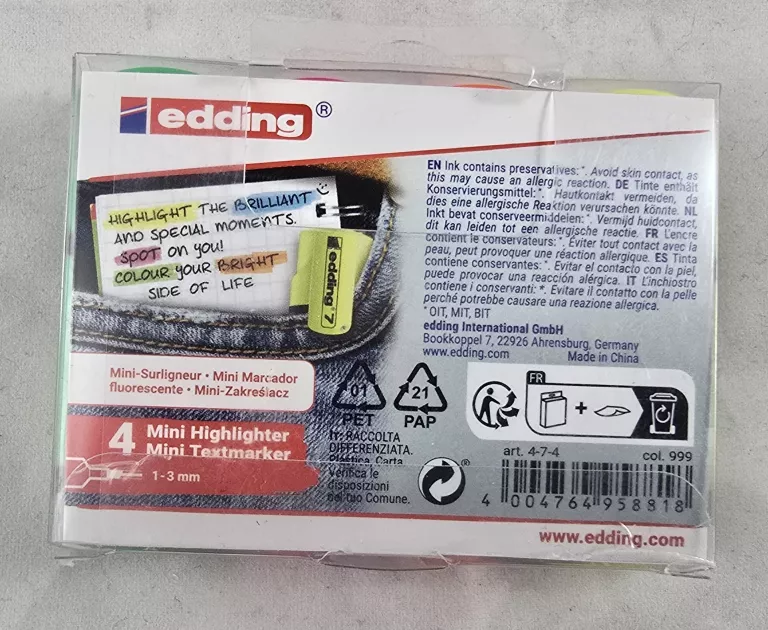 ZAKREŚLACZE MINI EDDING 4SZT