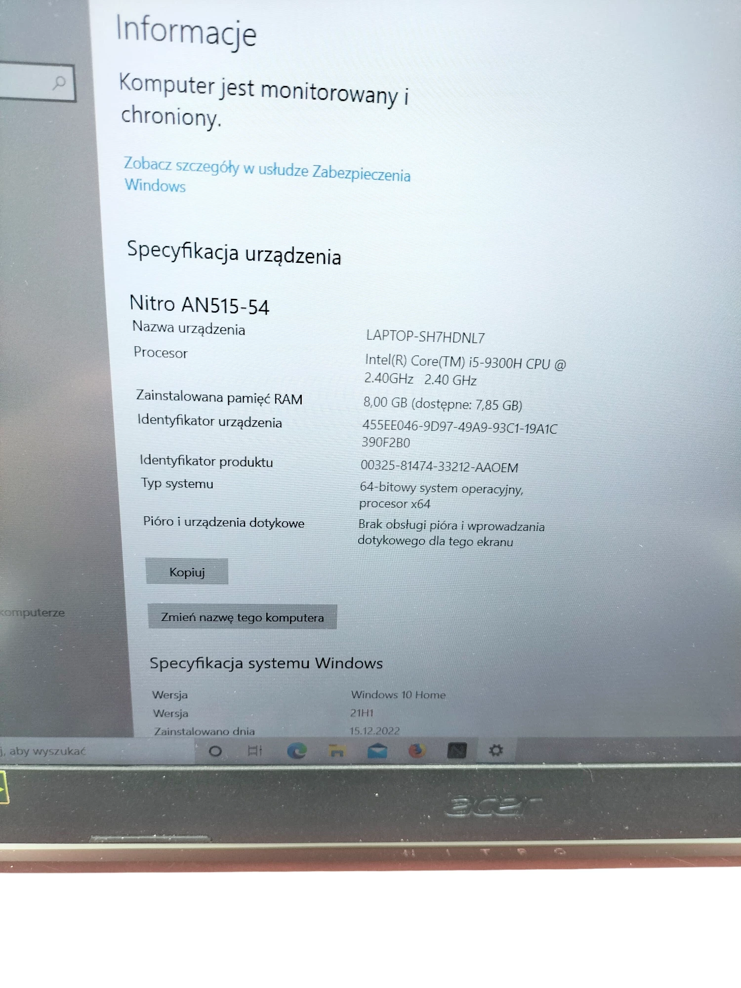 laptop-acer-nitro-5-i5-9gen-8512gb-pojemnosc-dysku-512