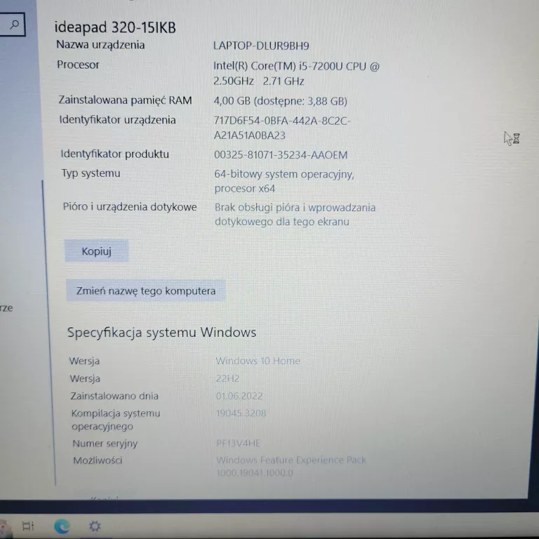 LAPTOP LENOVO IDEAPAD 320-15IKB + TORBA