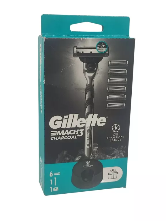 GILLETTE MACH3 CHARCOAL - 1 MASZYNKA DO GOLENIA + 6 OSTRZY WYMIENNYCH