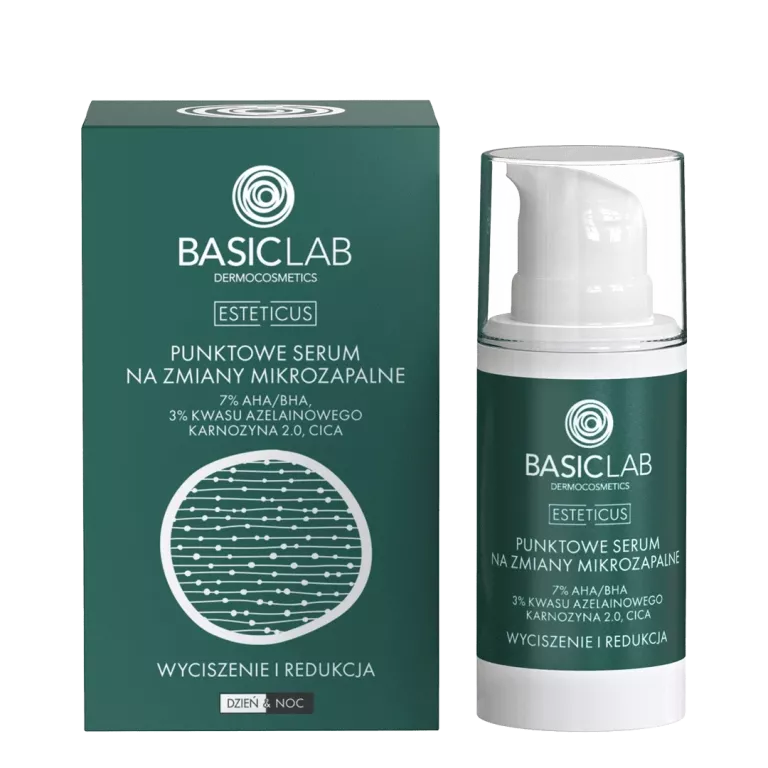 BASICLAB PUNKTOWE SERUM PRZECIW TRĄDZIKOWI I ZASKÓRNIKOM Z 7% AHA/BHA 15ML