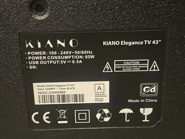 TELEWIZOR KIANO SLIM 43 CALE FULL HD SMART TV + PILOT KE43CJ2400089