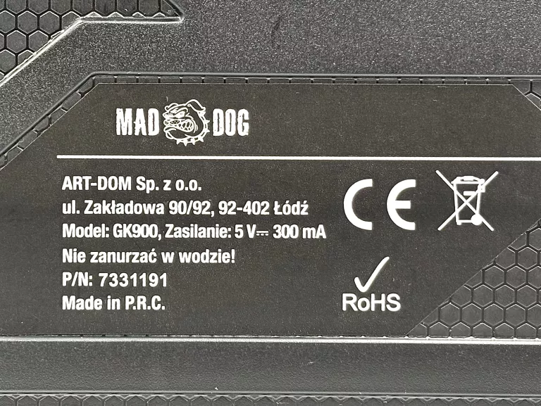 KLAWIATURA MECHANICZNA PRZEWODOWA MAD DOG GK900