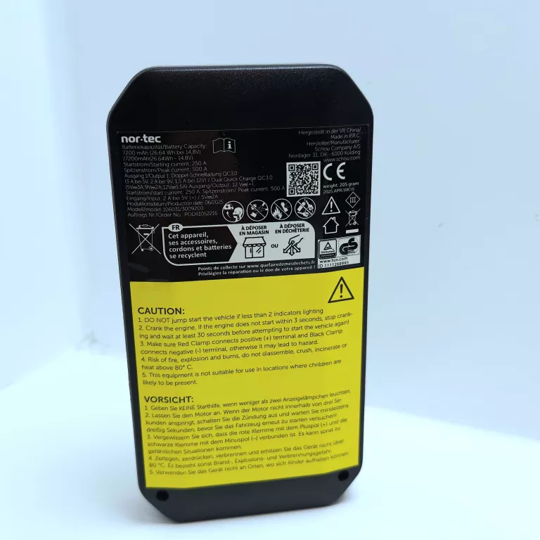 WIELOFUNKCYJNE URZĄDZENIE ROZRUCHOWE NOR-TEC 7200 MAH