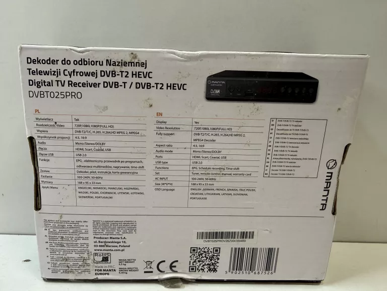 DEKODER MANTA DVBT025PRO