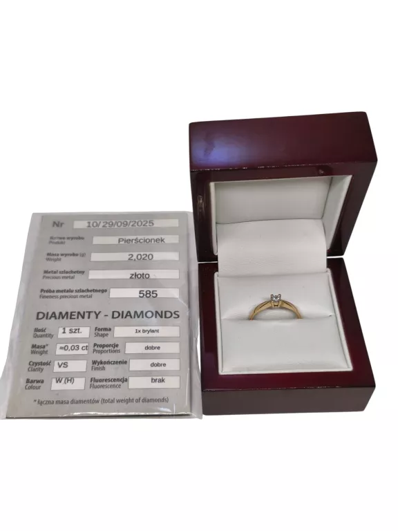 ZŁOTY PIERŚCIONEK Z DIAMENTAMI 2,02/585 R.13