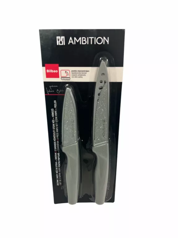 ZESTAW NOZY DO STEKA AMBITION SZARE