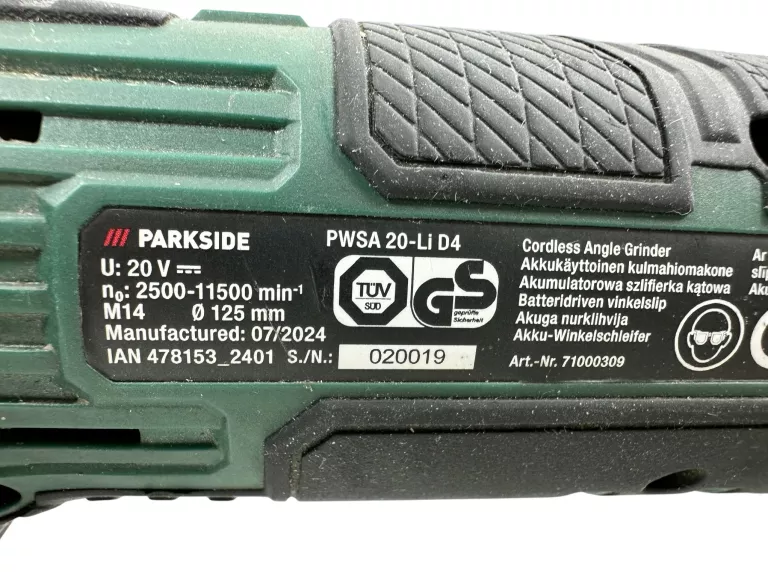 SZLIFIERKA PARKSIDE PWSA 20-LI D4 AKU