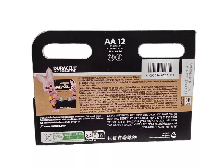 BATERIA ALKALICZNA DURACELL AA (R6) 12 SZT.