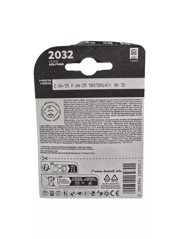 BATERIA LITOWA DURACELL CR2032 3SZT