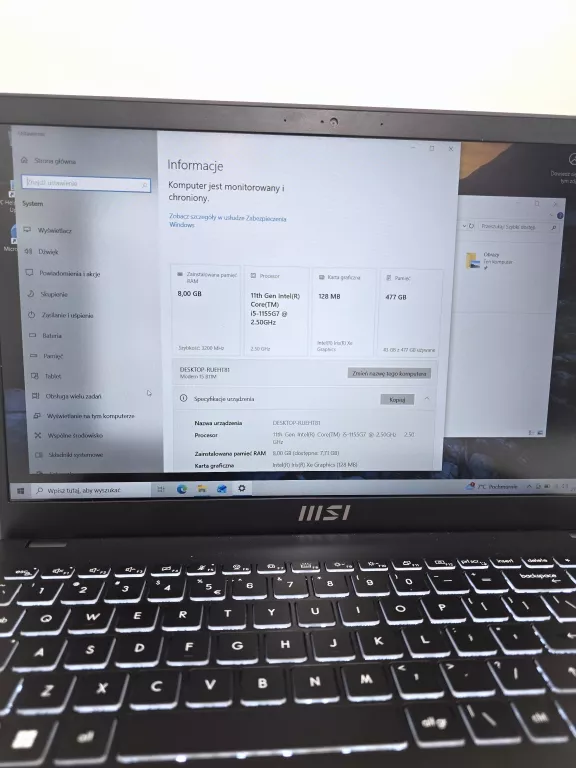 LAPTOP MSI MODERN 15 15,6 " INTEL CORE I5-1155G7 / 8 GB / 512
