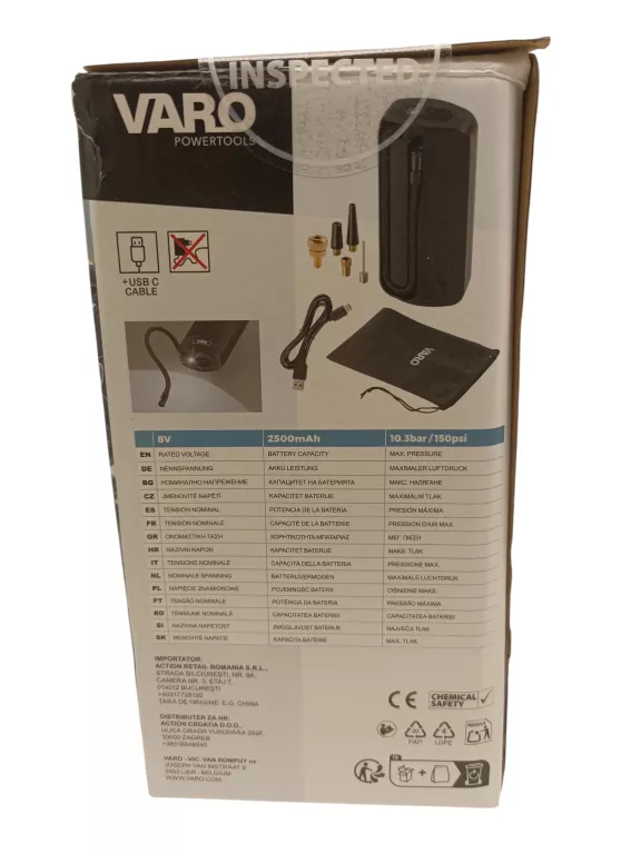 KOMPRESOR DO OPON, BASENÓW, PIŁEK VARO VAR10082/25