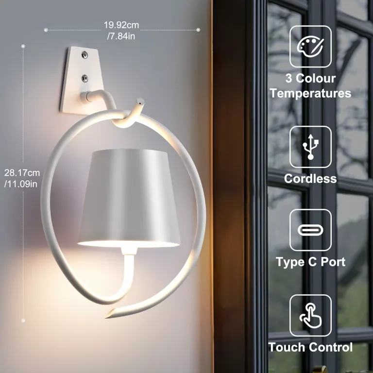 FAITHORSE AKUMULATOROWA LAMPA ŚCIENNA KINKIET RGB KOLOR BIAŁY