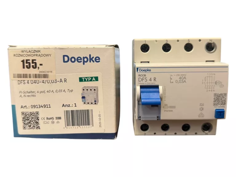 WYŁĄCZNIK RÓŻNICOWOPRĄDOWY DOEPKE 09134911, 40 A, 0.03 A, 230 V, 400 V