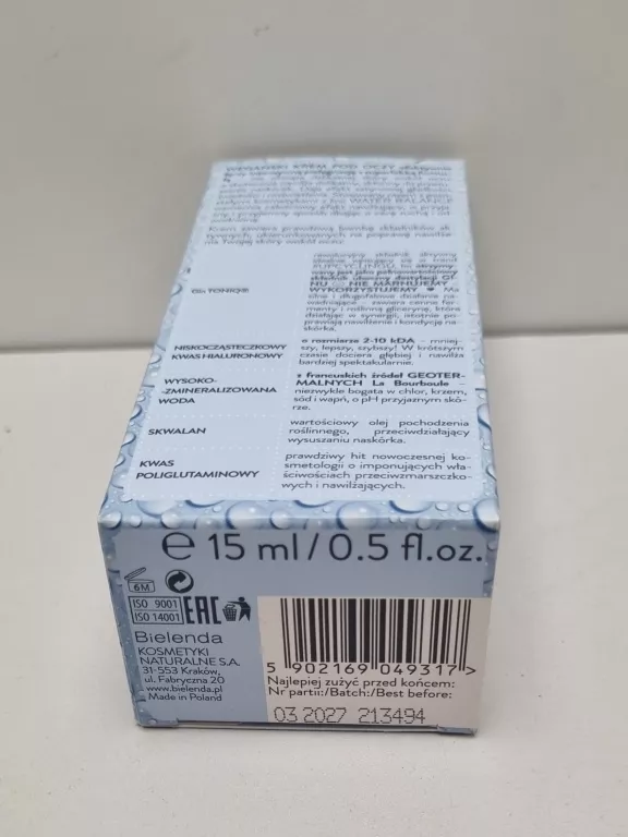 BILENDA WATER BALANCE  KREM POD OCZY INTENSYWNIE NAWILŻAJĄCY  15 ML