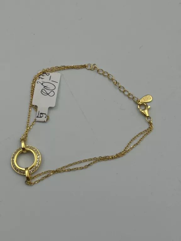 SREBRO - WYRÓB JUBILERSKI UŻYWANY SREBRNA BRANSOLETKA 925 2,77G POZŁACANA