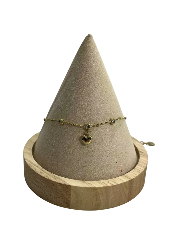 BRANSOLETKA ZE STALI CHIRURGICZNEJ POZŁACANA NA NOGĘ Z SERUSZKIEM