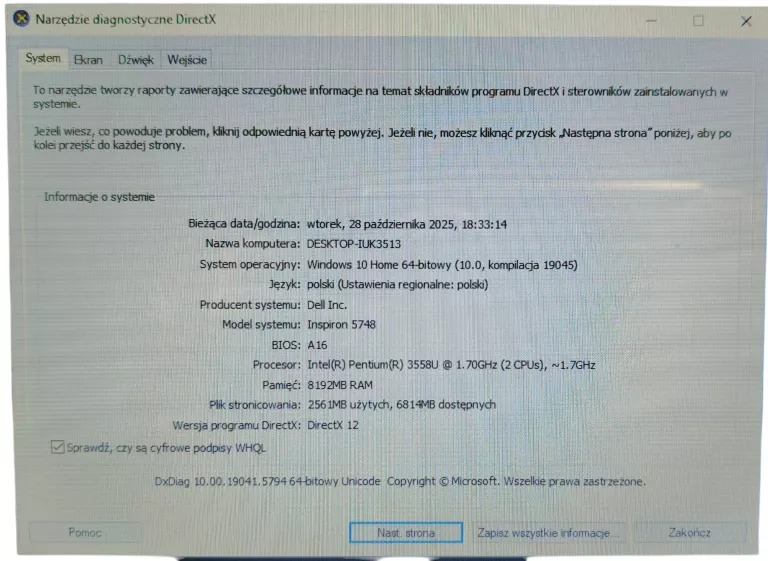 LAPTOP DELL INSPIRON 5748 INTEL PENTIUM 3558U