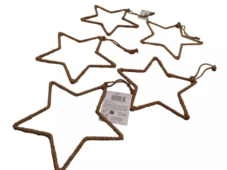JUTOWA ZAWIESZKA OBRĘCZ GWIAZDA OBRĘCZ DO DEKORACJI 5 SZTUK