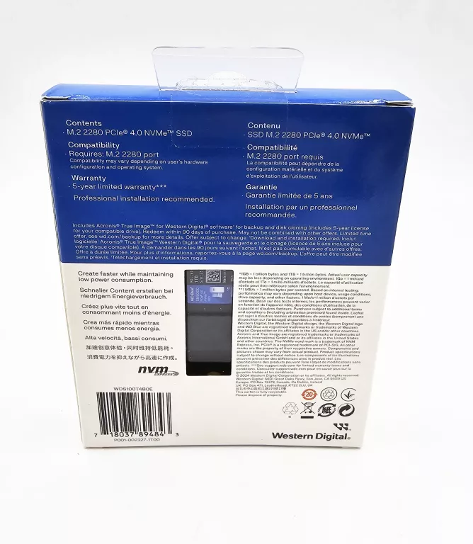 DYSK SSD WD BLUE SN5000 1TB M.2 2280 PCI-E X4 GEN4 NVME WDS100T4B0E