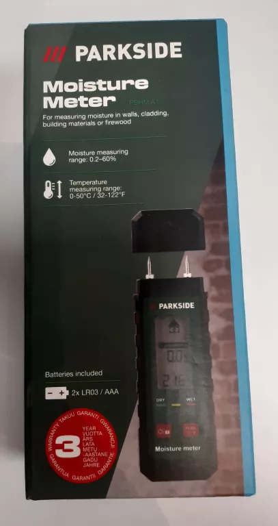 BEZINWAZYJNY WILGOTNOŚCIOMIERZ DO DREWNA PARKSIDE 0-60 %