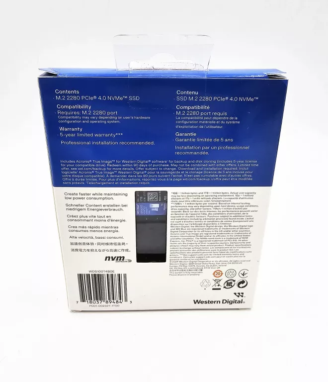 DYSK SSD WD BLUE SN5000 1TB M.2 2280 PCI-E X4 GEN4 NVME WDS100T4B0E