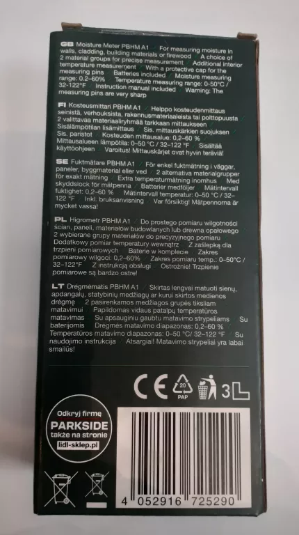 BEZINWAZYJNY WILGOTNOŚCIOMIERZ DO DREWNA PARKSIDE 0-60 %