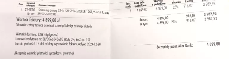 TELEFON SAMSUNG GALAXY S24+ 12/512GB / GWARANCJA!