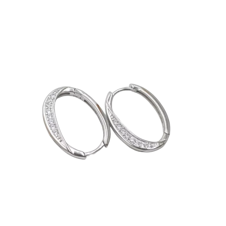 SREBRNE KOLCZYKI OWALNE NA ANGIELSKIE ZAPIĘCIE [925 3,6G]