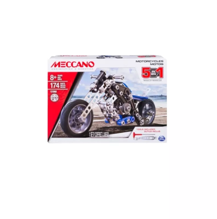 MECCANO 5 MODEL SET MOTORCYCLE ZESTAW DO BUDOWY POJAZDU 174 SZT.