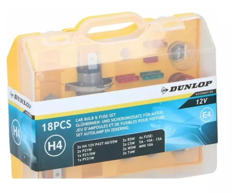 ZESTAW DO WYMIANY ŻARÓWEK HALOGENOWYCH DUNLOP 18 CZĘŚCI