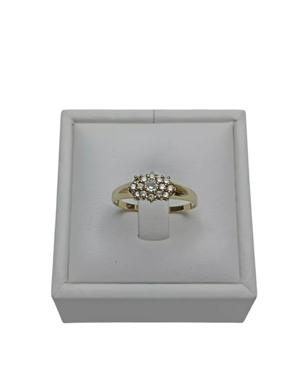 PIĘKNY ZŁOTY PIERŚCIONEK Z CYRKONIAMI (333P; 21R; 1,88G)