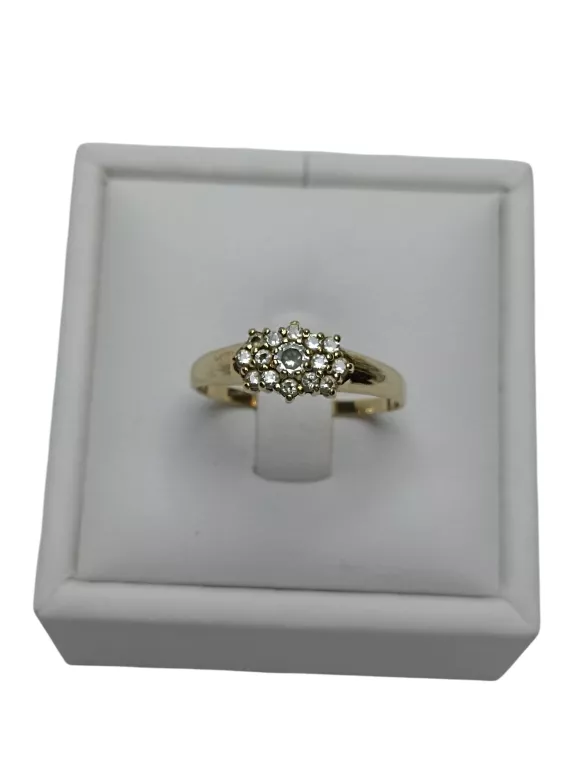 PIĘKNY ZŁOTY PIERŚCIONEK Z CYRKONIAMI (333P; 21R; 1,88G)