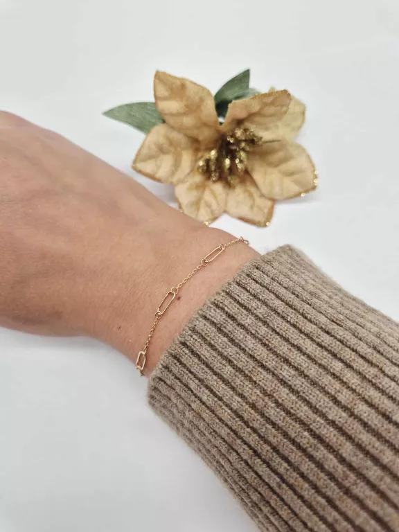 UROCZA ZŁOTA BRANSOLETKA OGNIWA PRÓBA 585 WAGA 1,60G DŁUGOŚĆ 18CM