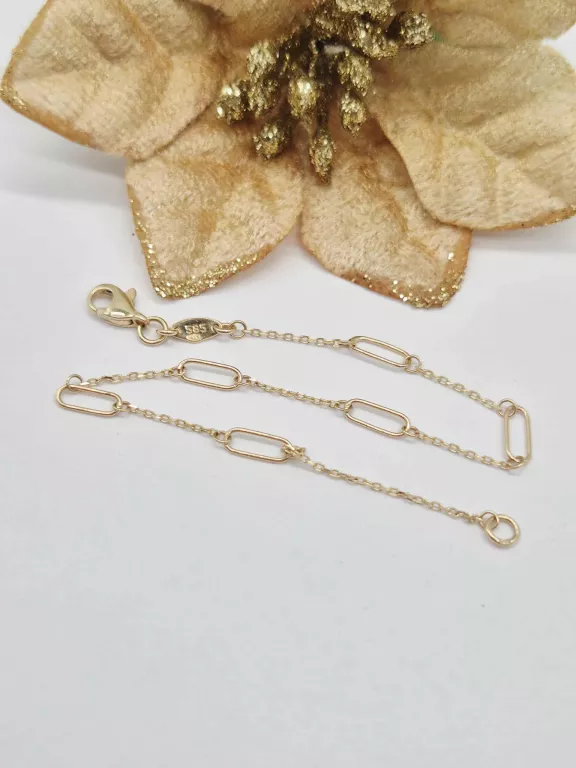 UROCZA ZŁOTA BRANSOLETKA OGNIWA PRÓBA 585 WAGA 1,60G DŁUGOŚĆ 18CM