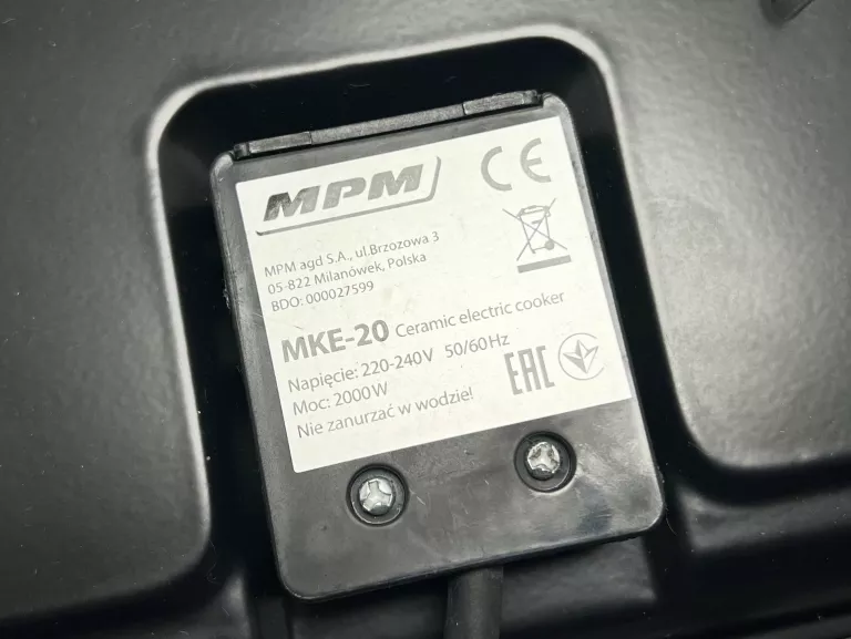 KUCHENKA ELEKTRYCZNA CERAMICZNA MPM MKE-20 2 PALNIKOWA