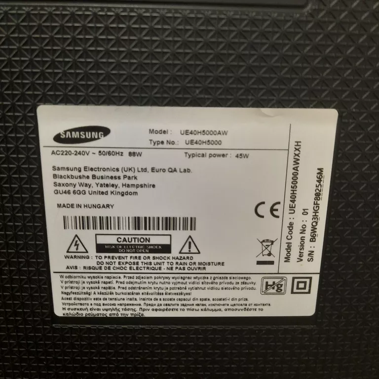 TELEWIZOR LED SAMSUNG UE40H5000AW 40" FULL HD CZARNY