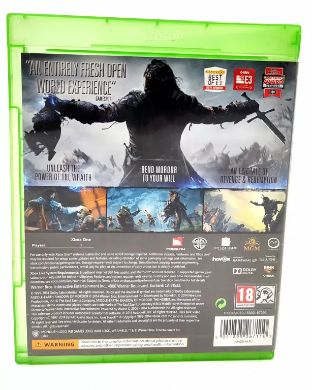 GRA SHADOW OF MORDOR XBOX ONE