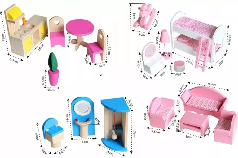 XXL DUŻY DREWNIANY DOMEK DLA LALEK RÓŻOWY MEBLE WINDA AKCESORIA LED