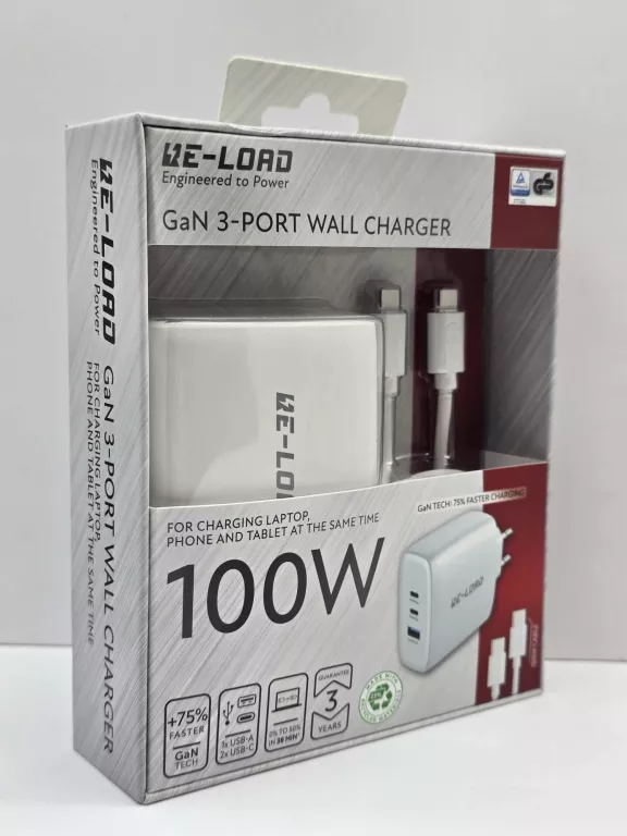 ŁADOWARKA RE-LOAD 100W 3-PORT ZAPAKOWANE BIAŁA
