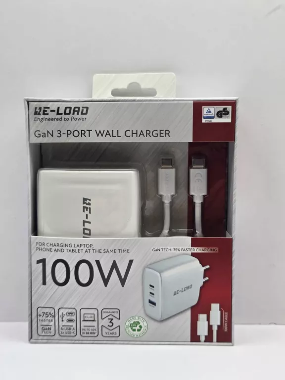 ŁADOWARKA RE-LOAD 100W 3-PORT ZAPAKOWANE BIAŁA