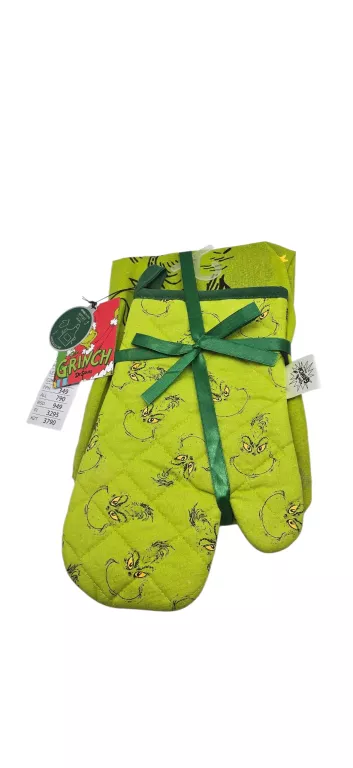 ZESTAW ŚWIATECZNY DO KUCHNI "THE GRINCH" REKAWICA+FARTUCH