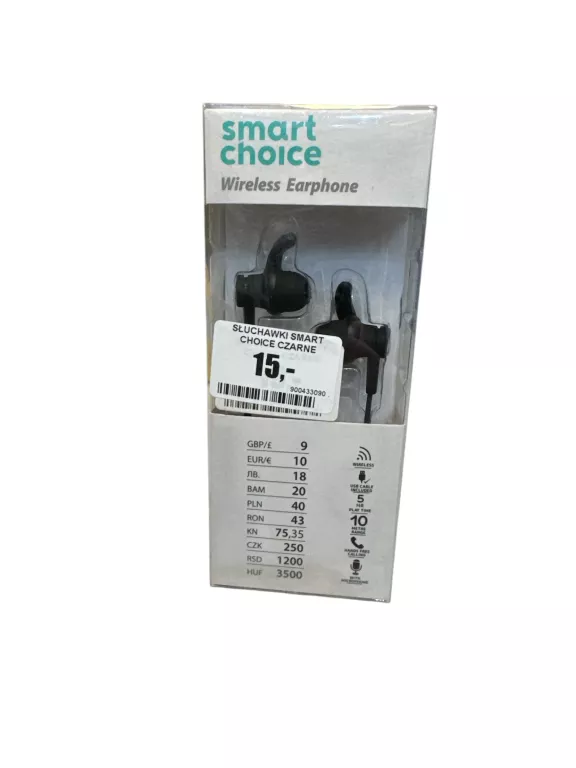 SMART CHOICE SŁUCHAWKI BEZPRZEWODOWE CZARNE