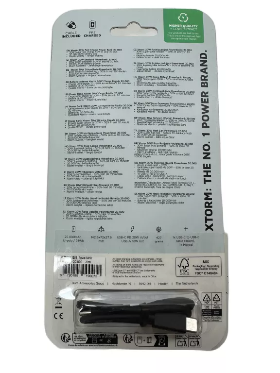 POWERBANK XTORM 20000 MAH SZARY