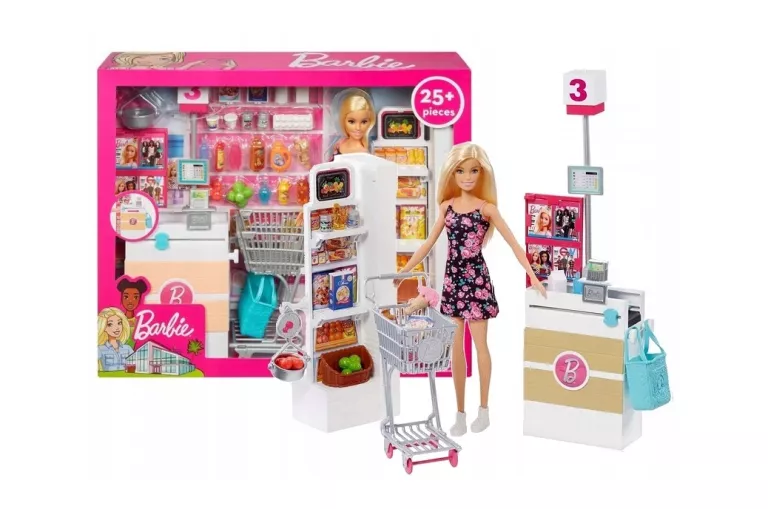 LALKA BARBIE SKLEP SUPERMARKET ZESTAW Z LALKĄ FRP01