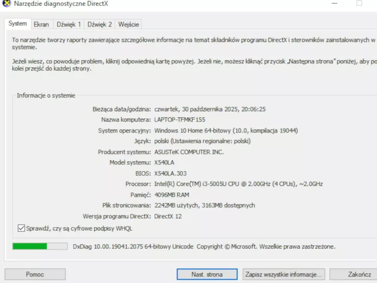 LAPTOP ASUS X540L 15,6 " INTEL CORE I3-5005 4GB RAM 256GB SSD WIN10 HOME