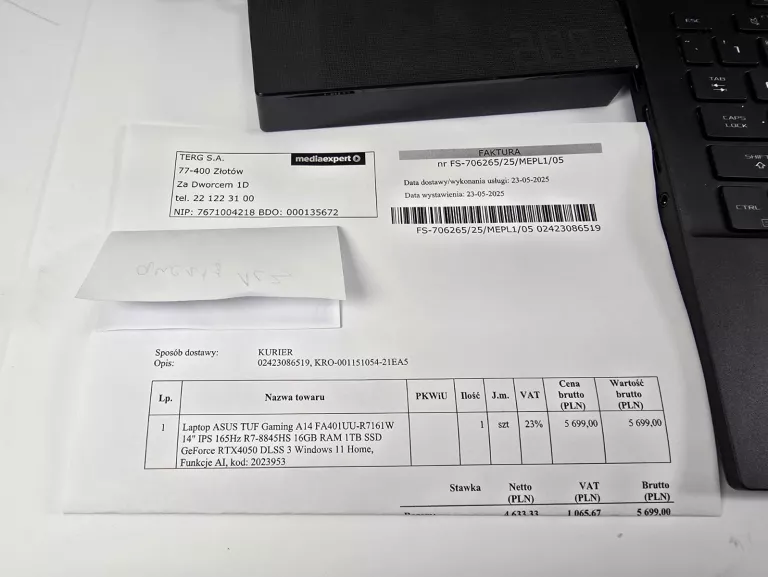 LAPTOP ASUS TUF GAMING FA401 14 " AMD RYZEN 7 16 GB / 1024 GB SZARY