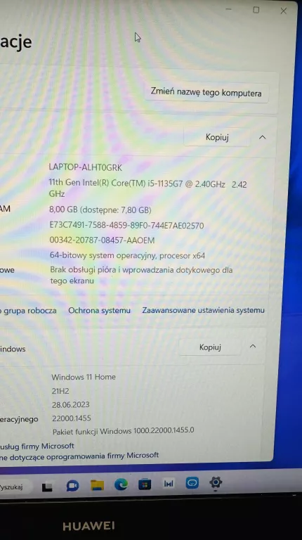 LAPTOP HUAWEI MATEBOOK D14 14" | I5-1135G7 | 8/512GB | WIN 11 WARTO OKAZJA