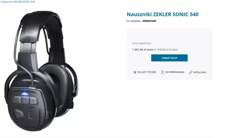 SŁUCHAWKI WYGŁUSZAJĄCE ZEKER SONIC 540 BHP OKAZJA