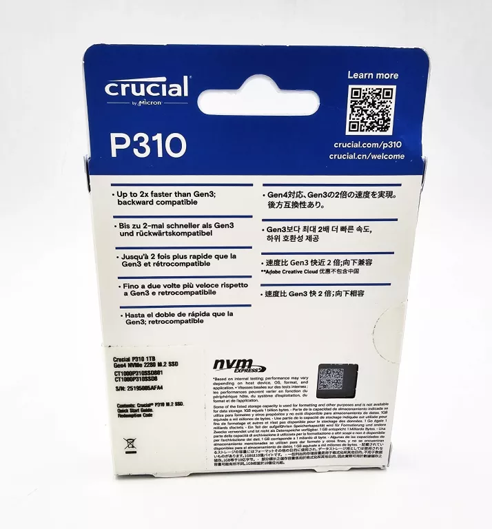 DYSK SSD CRUCIAL P310 1TB M.2 2280 PCI-E X4 GEN4 NVME CT1000P310SSD8
